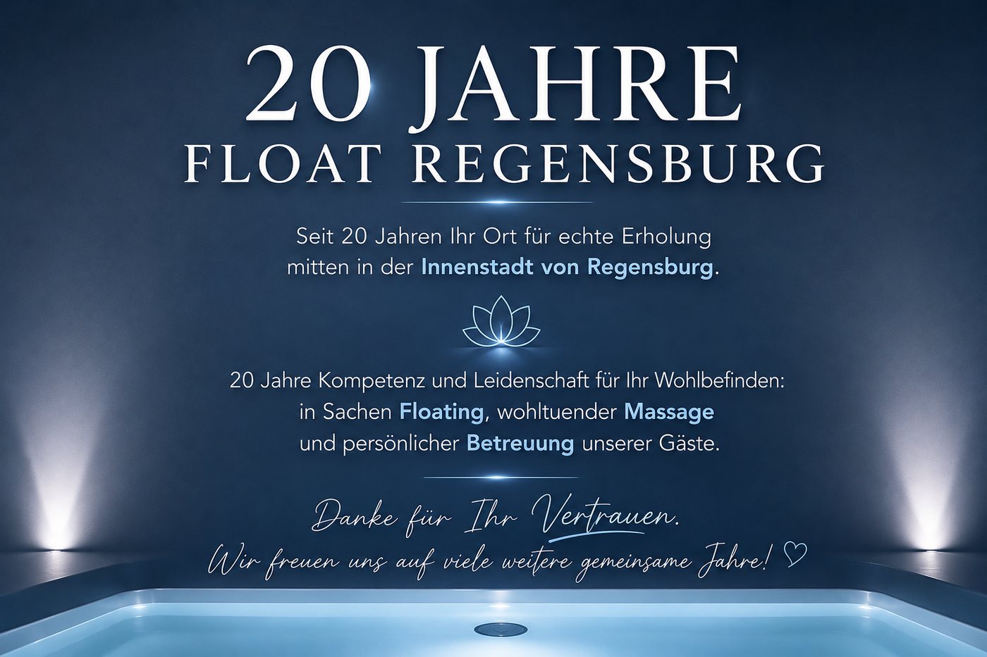 20 Jahre float Regensburg – Jubiläumsmotiv mit Floating-Becken